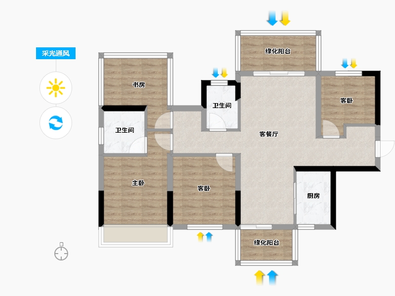 广西壮族自治区-南宁市-深石汉华锦上城-88.37-户型库-采光通风