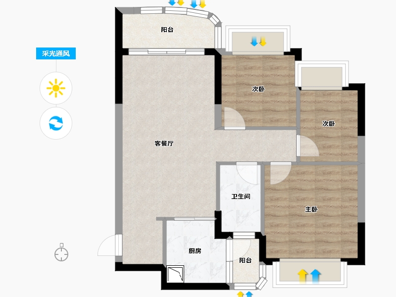 四川省-德阳市-恒大翡翠湾-67.00-户型库-采光通风