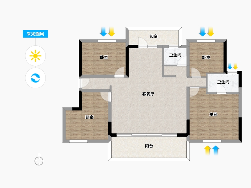 四川省-绵阳市-东原凯越印江山-109.93-户型库-采光通风