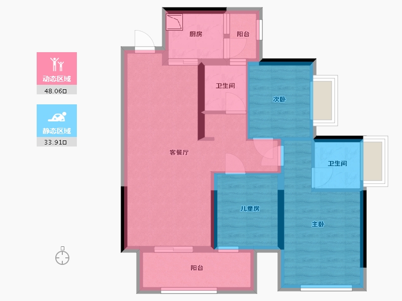 广西壮族自治区-南宁市-天健和府-71.73-户型库-动静分区