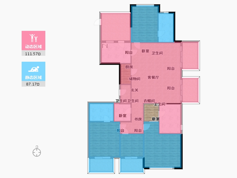 浙江省-杭州市-理想康城一品-185.53-户型库-动静分区