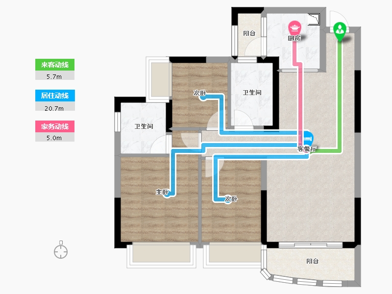 四川省-德阳市-恒大翡翠湾-76.95-户型库-动静线