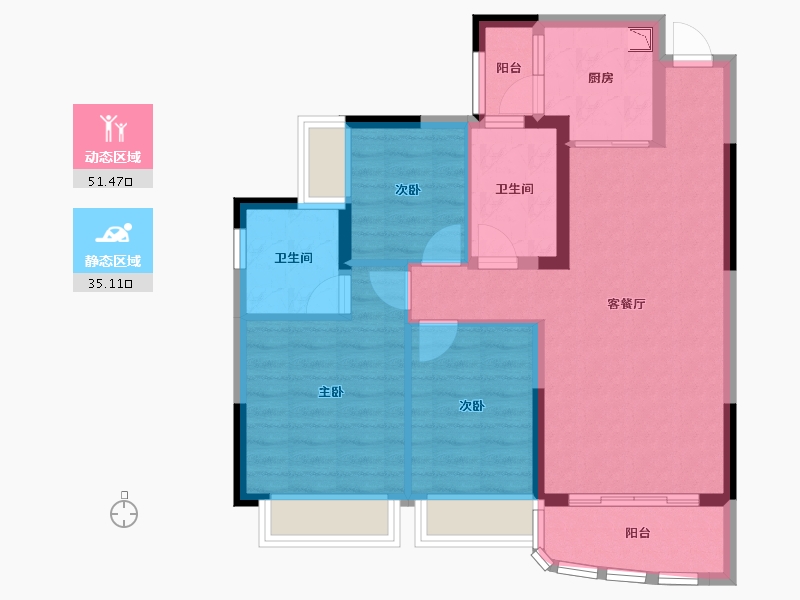 四川省-德阳市-恒大翡翠湾-76.95-户型库-动静分区