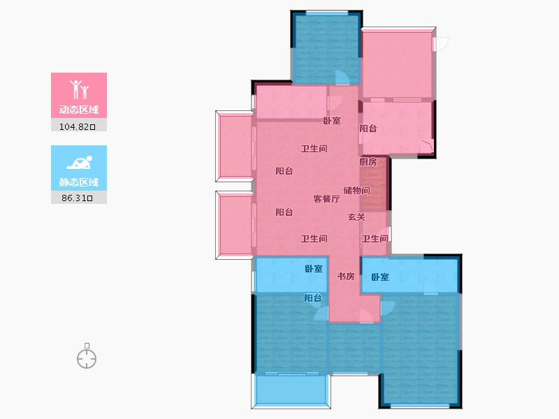 浙江省-杭州市-理想康城一品-174.54-户型库-动静分区