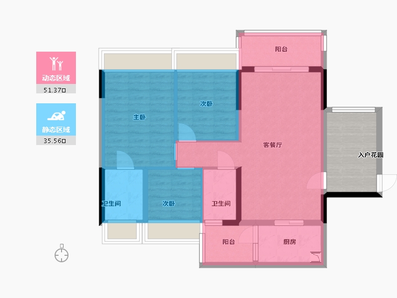 广东省-中山市-盛迪嘉光明1号-85.81-户型库-动静分区