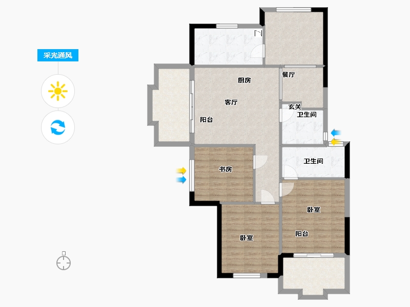 浙江省-杭州市-理想康城一品-111.58-户型库-采光通风