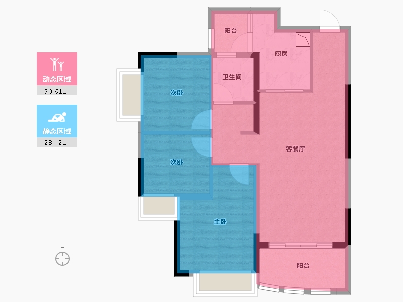 四川省-德阳市-恒大翡翠湾-70.04-户型库-动静分区