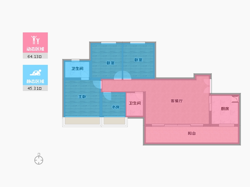 四川省-泸州市-佳乐世纪城蓝博湾-97.66-户型库-动静分区