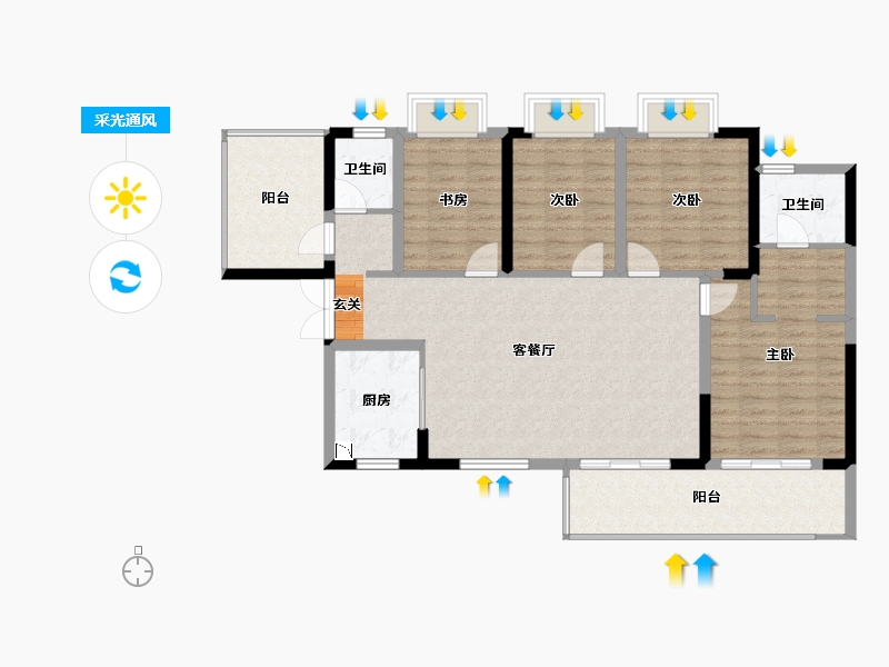 广西壮族自治区-南宁市-交投地产阳光100阿尔勒-113.09-户型库-采光通风