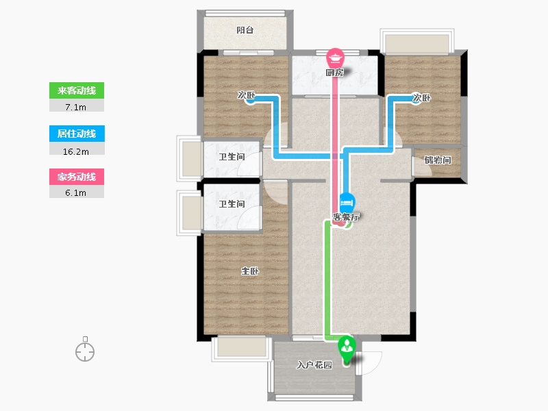 广东省-揭阳市-玉溪华庭-110.63-户型库-动静线