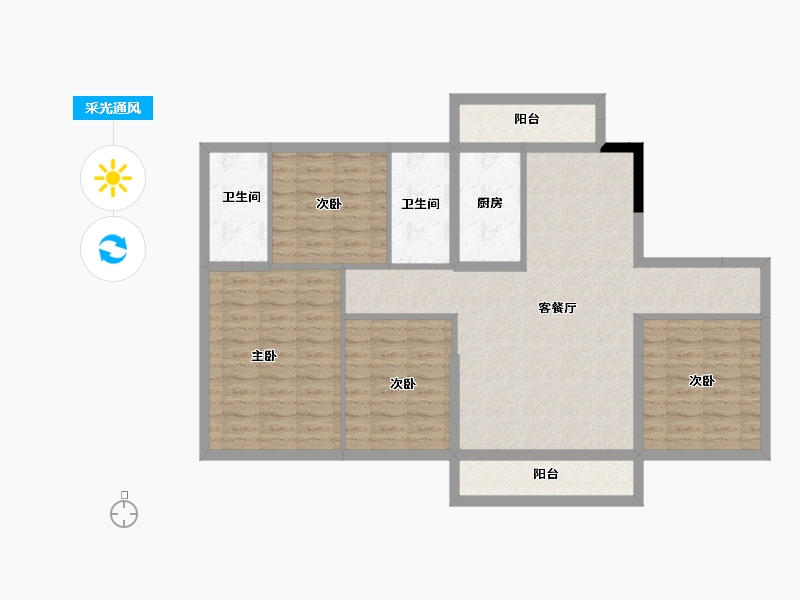 广东省-中山市-碧桂园·佳诚 城央首府-105.51-户型库-采光通风