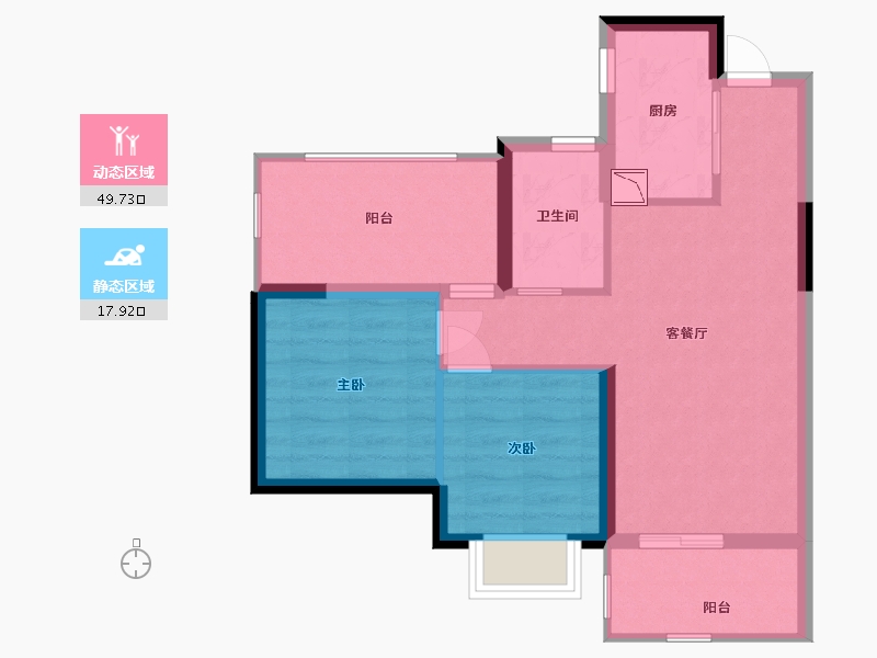 广西壮族自治区-北海市-荣和银滩ONE-60.00-户型库-动静分区