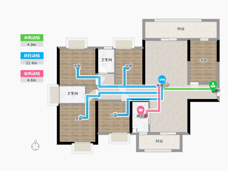 广西壮族自治区-南宁市-天健和府-123.60-户型库-动静线