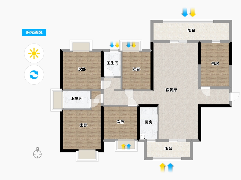 广西壮族自治区-南宁市-天健和府-123.60-户型库-采光通风