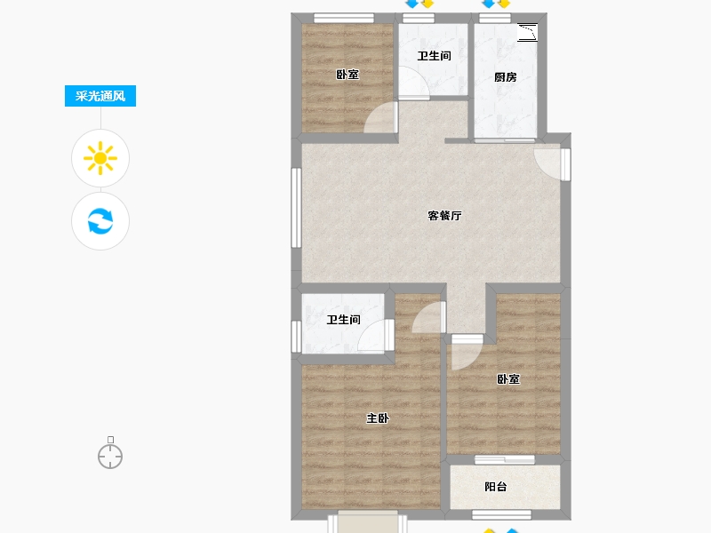 浙江省-杭州市-相寓-72.16-户型库-采光通风