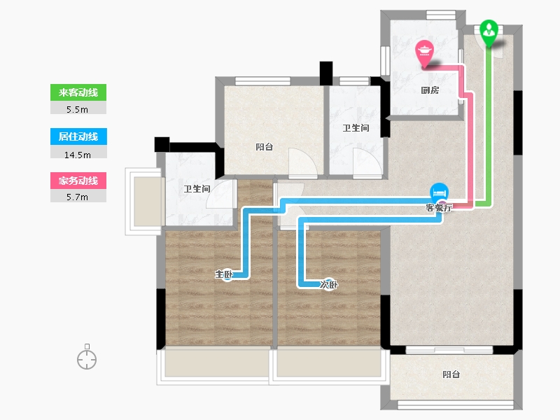 广东省-中山市-美好雍景台-70.98-户型库-动静线