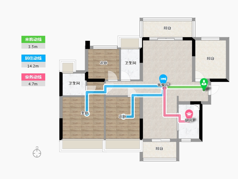 广东省-中山市-美好雍景台-95.55-户型库-动静线