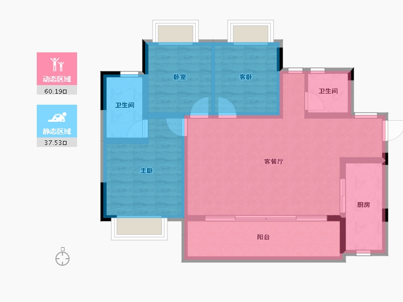 四川省-遂宁市-融创九樾府-87.45-户型库-动静分区