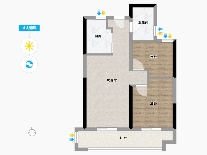 广西壮族自治区-北海市-融创海映兰屿-56.43-户型库-采光通风