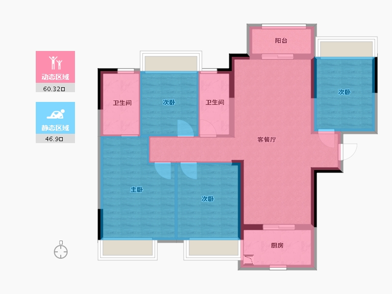 广东省-中山市-美的悦府-95.99-户型库-动静分区