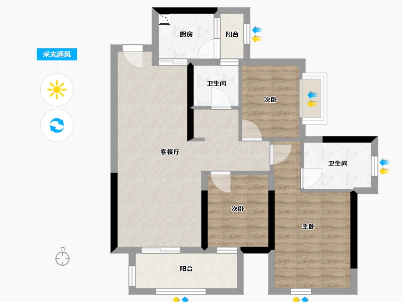 广西壮族自治区-南宁市-天健和府-73.10-户型库-采光通风