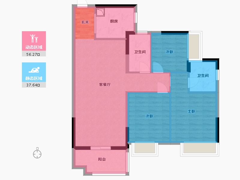 广东省-中山市-美的悦府-84.00-户型库-动静分区