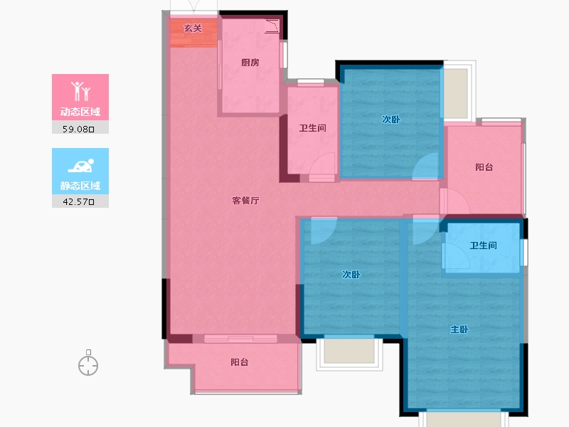 广西壮族自治区-南宁市-交投地产阳光100阿尔勒-90.88-户型库-动静分区