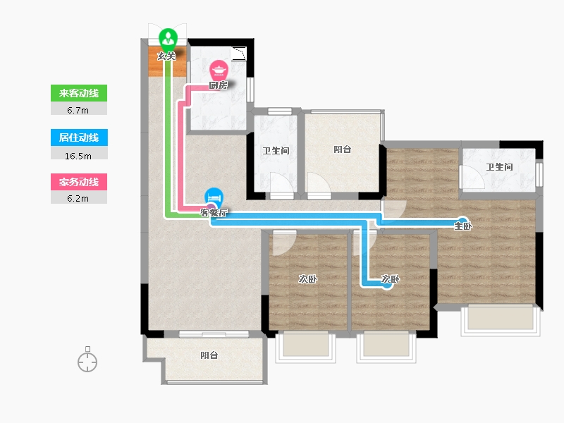 广西壮族自治区-南宁市-交投地产阳光100阿尔勒-90.94-户型库-动静线