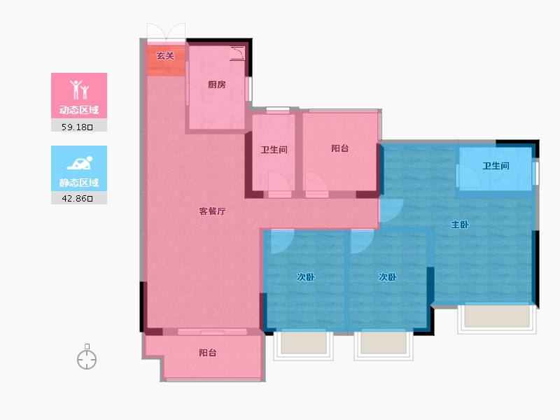 广西壮族自治区-南宁市-交投地产阳光100阿尔勒-90.94-户型库-动静分区