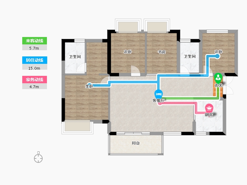 广西壮族自治区-南宁市-交投地产阳光100阿尔勒-88.82-户型库-动静线