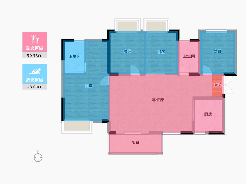 广西壮族自治区-南宁市-交投地产阳光100阿尔勒-88.82-户型库-动静分区