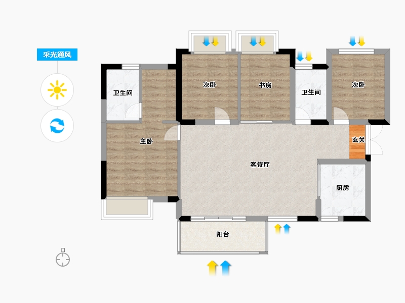 广西壮族自治区-南宁市-交投地产阳光100阿尔勒-88.82-户型库-采光通风