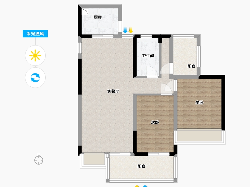 广东省-中山市-卓越海畔山-72.80-户型库-采光通风