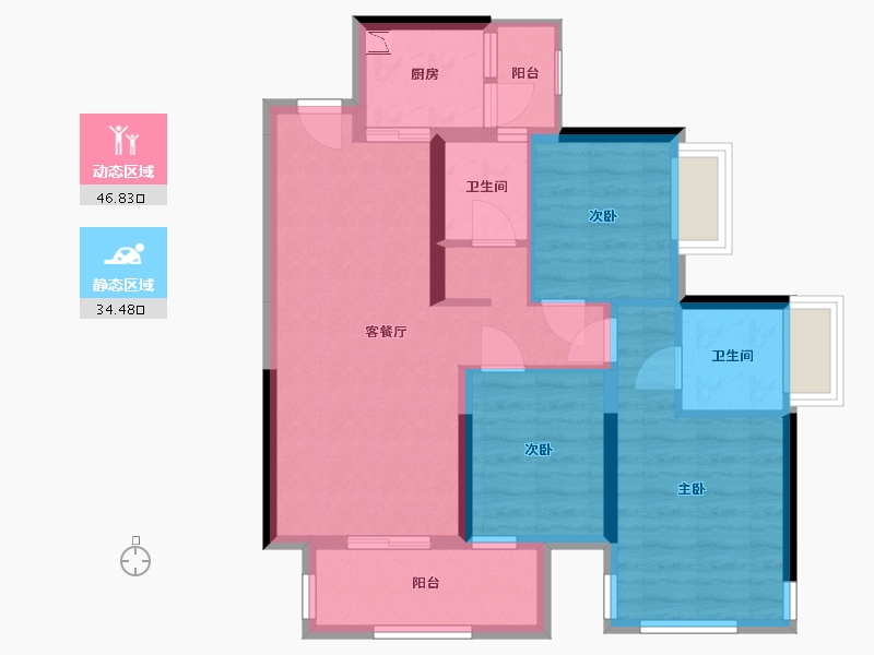 广西壮族自治区-南宁市-天健和府-71.37-户型库-动静分区