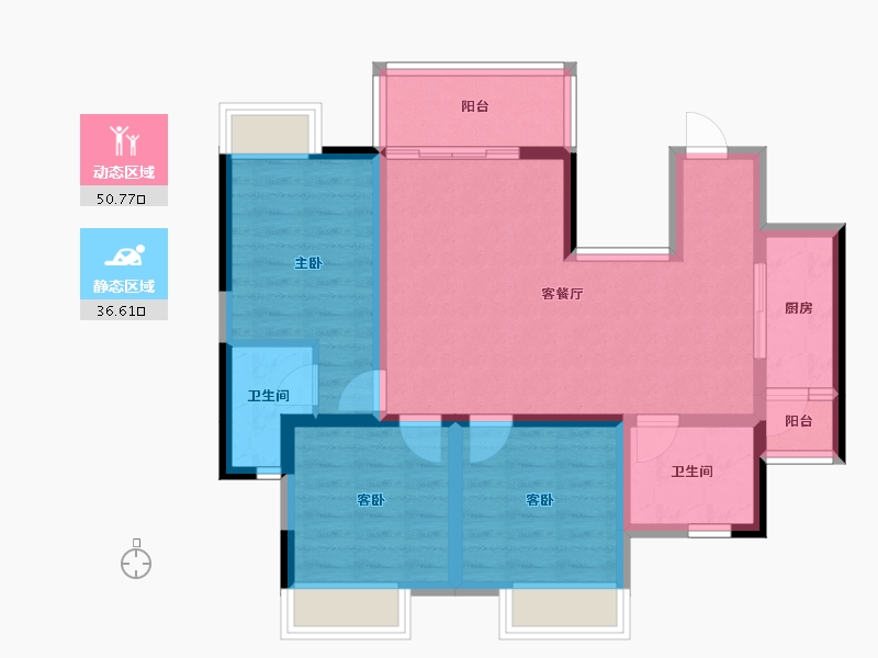 四川省-遂宁市-正泰·江湾国际-76.99-户型库-动静分区