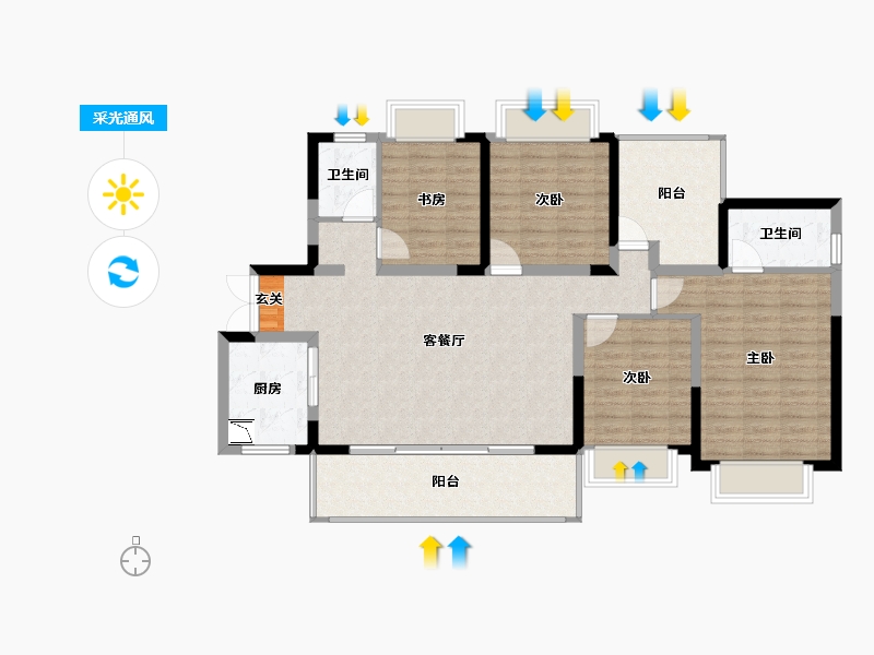 广西壮族自治区-南宁市-交投地产阳光100阿尔勒-112.30-户型库-采光通风