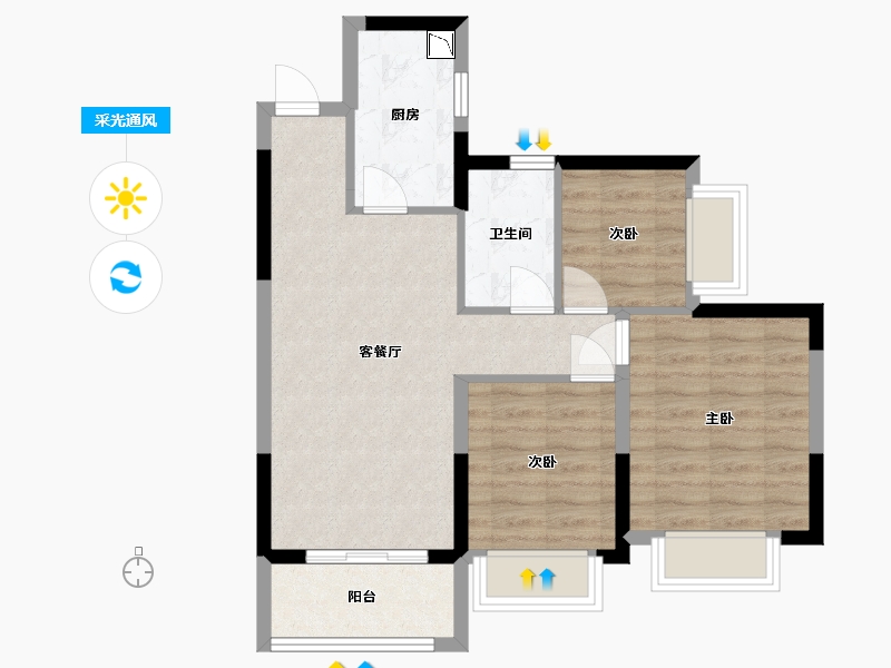 广东省-中山市-恒大御景-65.60-户型库-采光通风