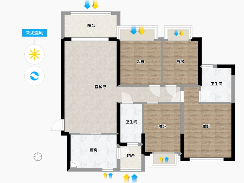 广东省-中山市-恒大御景-98.39-户型库-采光通风