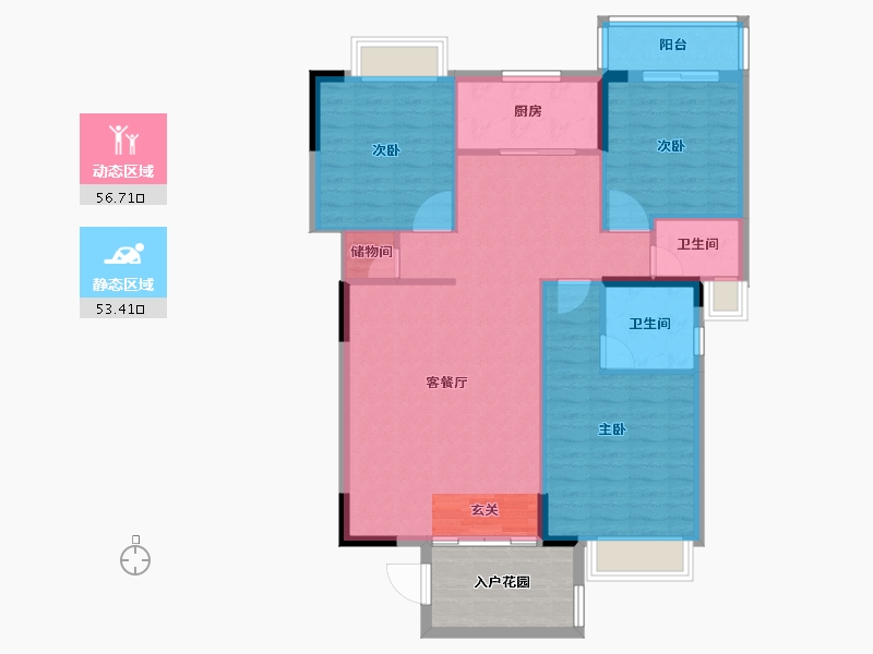 广东省-揭阳市-玉溪华庭-108.11-户型库-动静分区