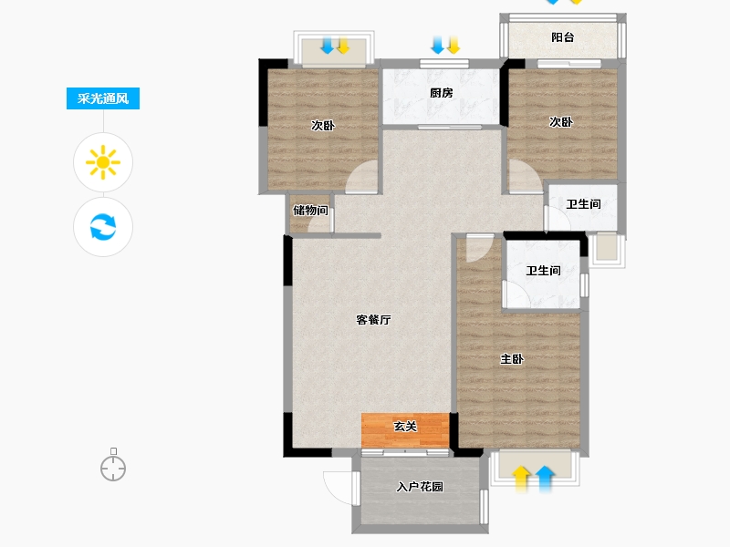 广东省-揭阳市-玉溪华庭-108.11-户型库-采光通风