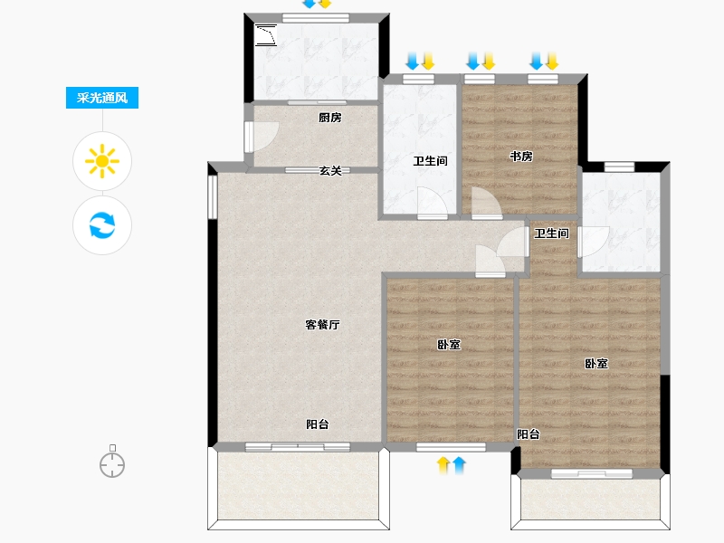 浙江省-杭州市-理想康城一品-111.85-户型库-采光通风