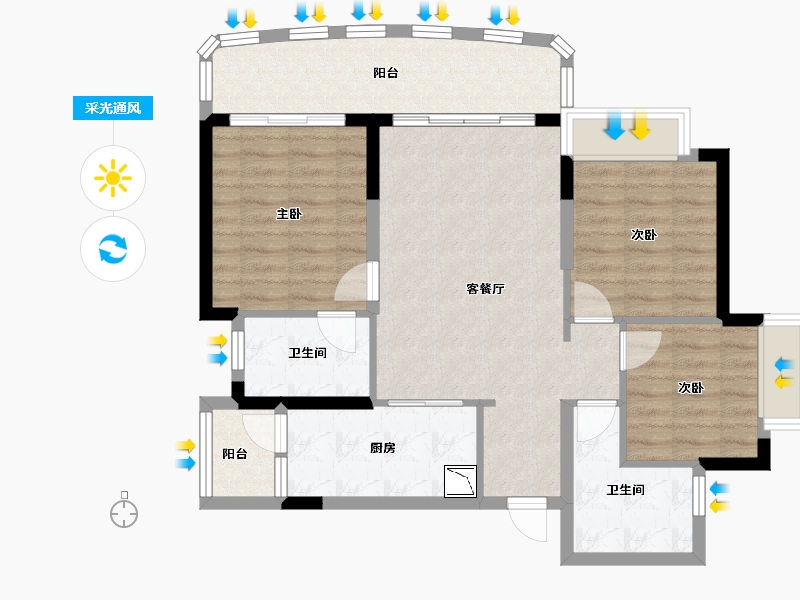 四川省-德阳市-恒大翡翠湾-84.46-户型库-采光通风