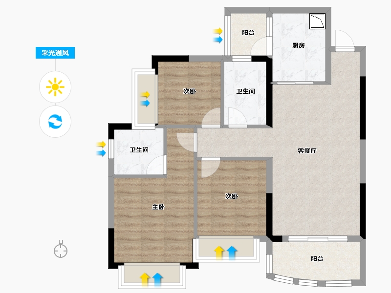 四川省-德阳市-恒大翡翠湾-82.21-户型库-采光通风