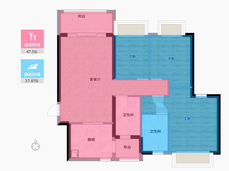 广东省-中山市-恒大御景-76.00-户型库-动静分区