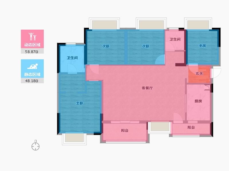 广东省-中山市-佳兆业香山御府-95.36-户型库-动静分区