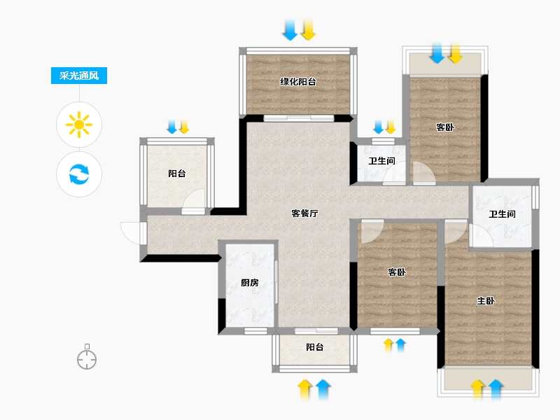 广西壮族自治区-南宁市-中建邕和府-89.65-户型库-采光通风