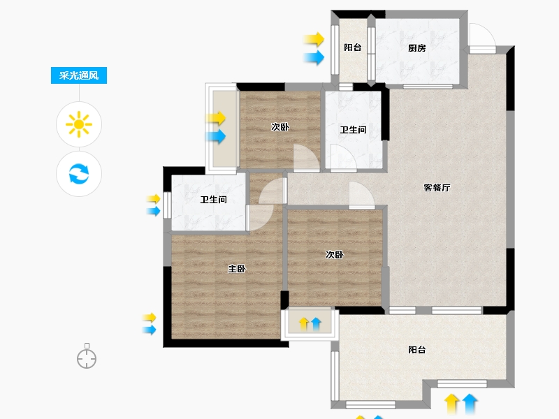 广东省-中山市-爱琴半岛-88.00-户型库-采光通风