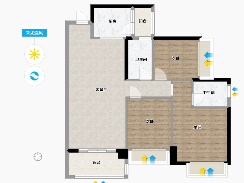 广东省-中山市-富逸城·臻誉-91.82-户型库-采光通风