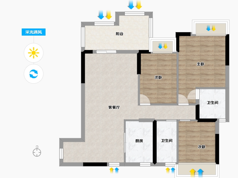 广东省-中山市-爱琴半岛-80.80-户型库-采光通风