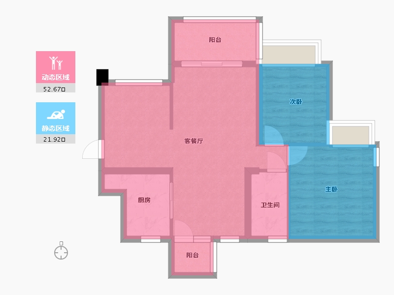 广东省-中山市-润达幸福汇-66.40-户型库-动静分区